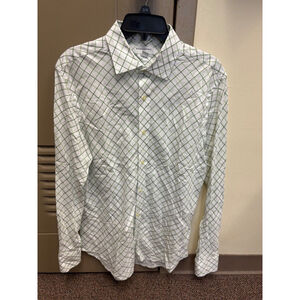 Banana Republic Men's White Plaid Lattice Dress Business Shirt Size M